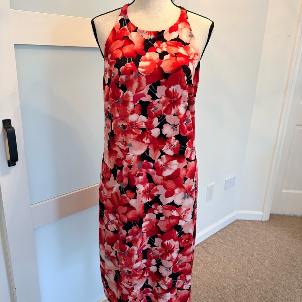 White House Black Market Red Floral Maxi Dress